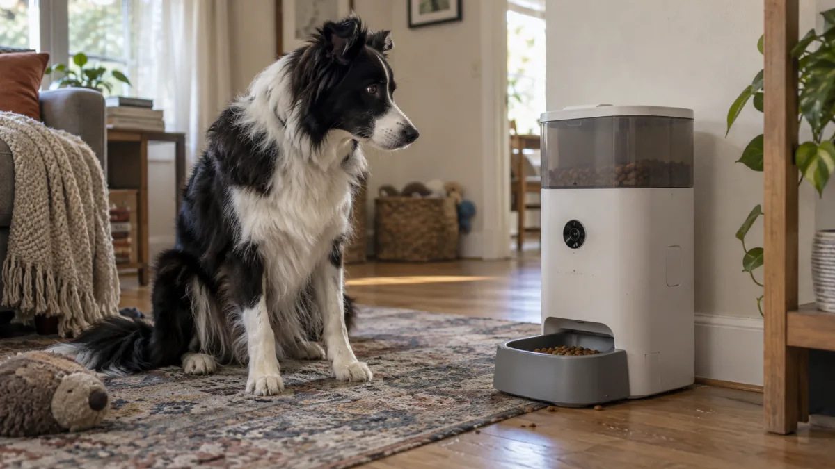 Automatic dog feeder with a built-in camera